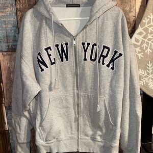 Brandy Melville Heather Gray Zip-Up Hoodie